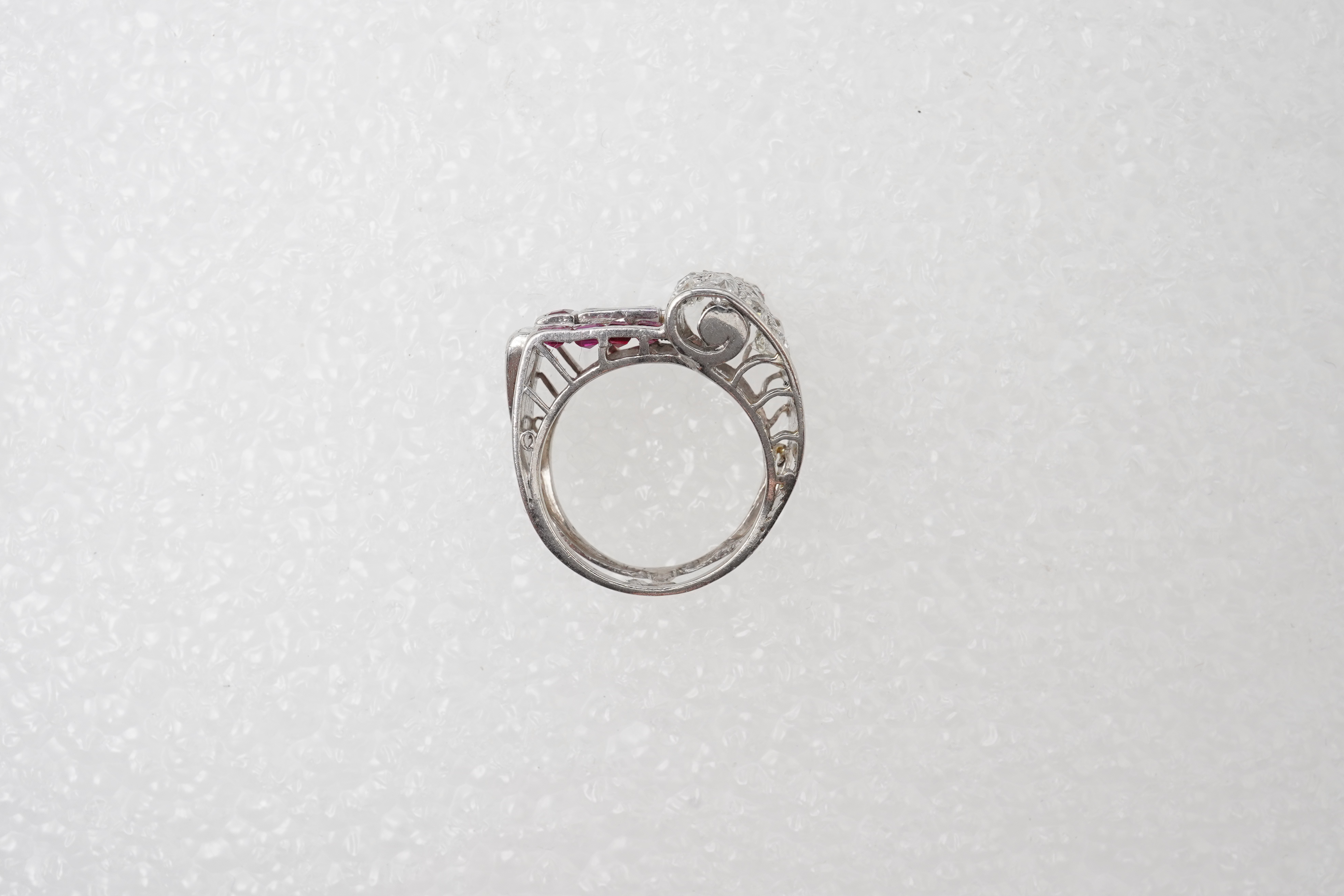 A Retro ruby and diamond ring, circa 1940